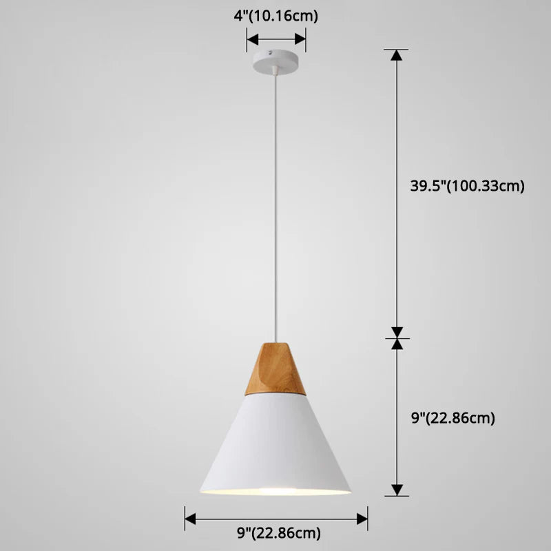 Botany Ceiling Conical Pendant lamp E27 Aluminium shade with wood top