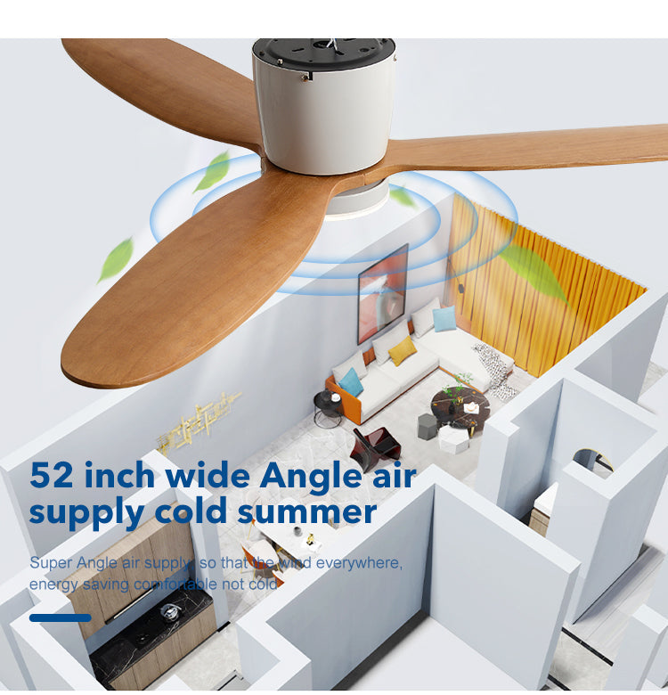 Flush Close to Ceiling Mount ABS DC Motor Ceiling Fan With Remote and LED Light