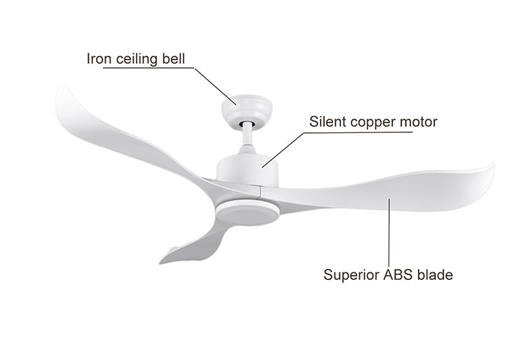 Classic Three Blades 52 inch DC Motor Ceiling Fan in White