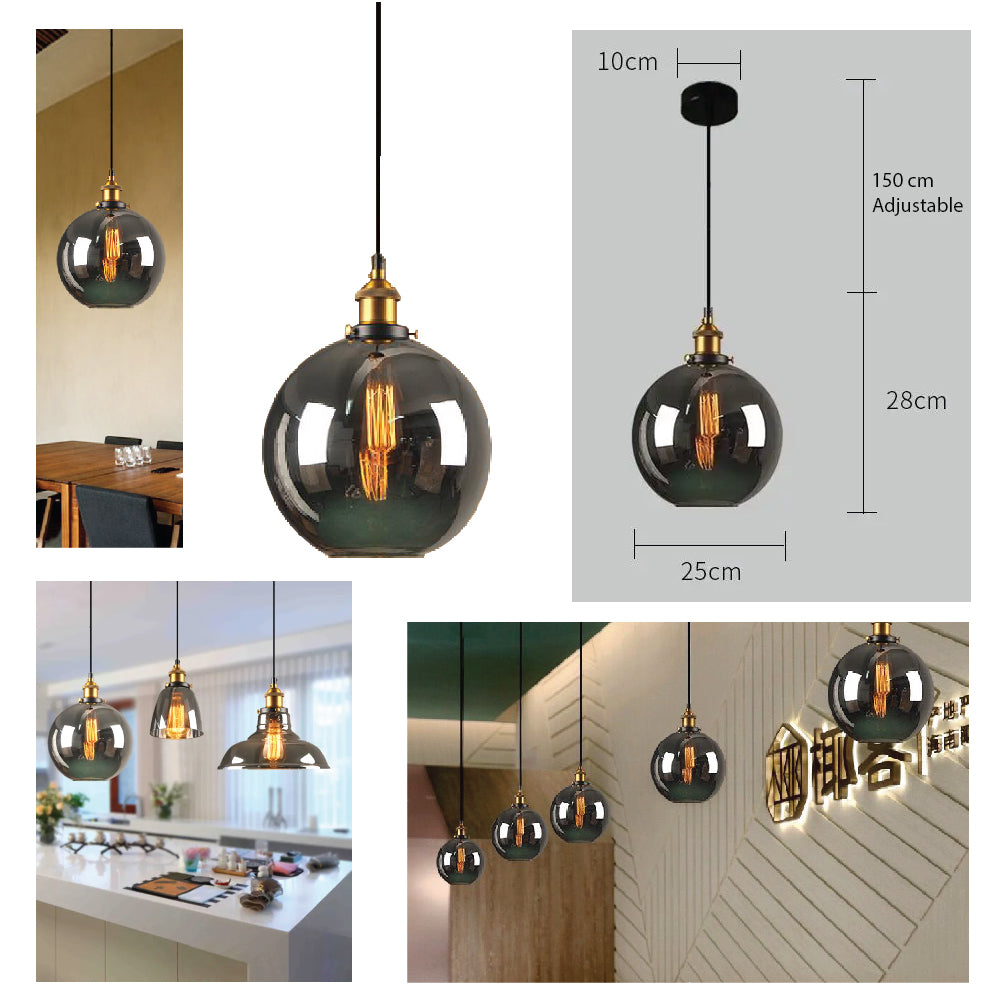 Smoky Grey Glass Pendant Lights