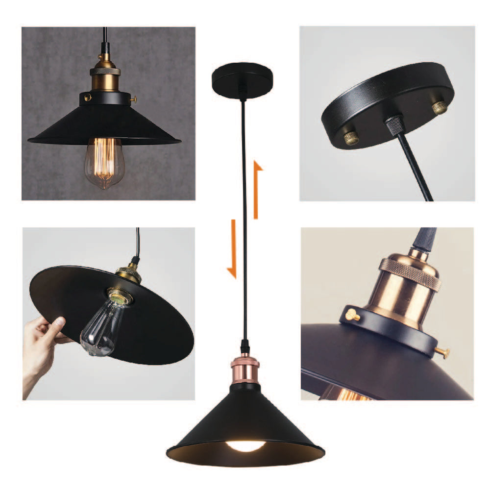 Industrial Pendant Light Antique Bronze Black WITH free E27 filament light