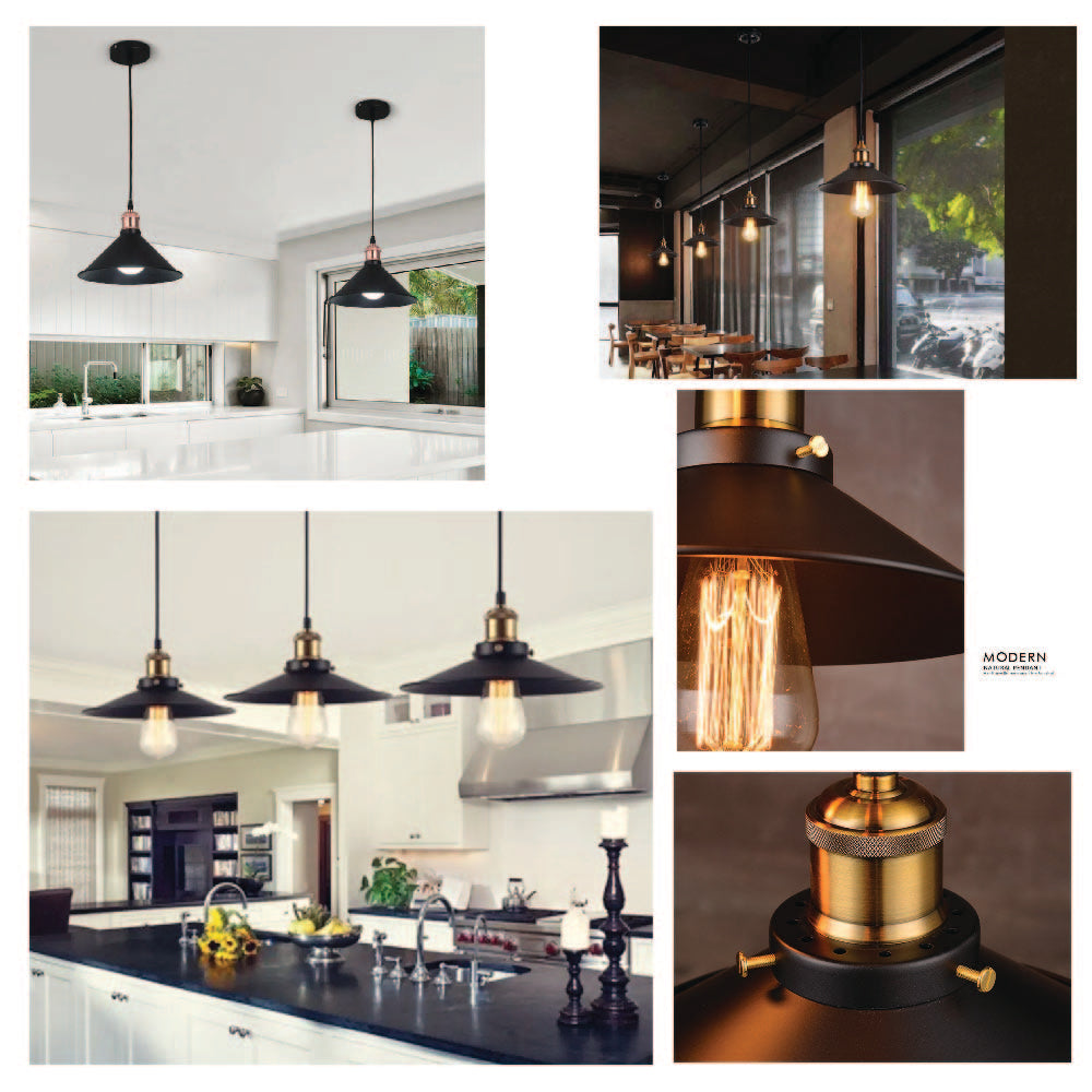 Industrial Pendant Light Antique Bronze Black WITH free E27 filament light