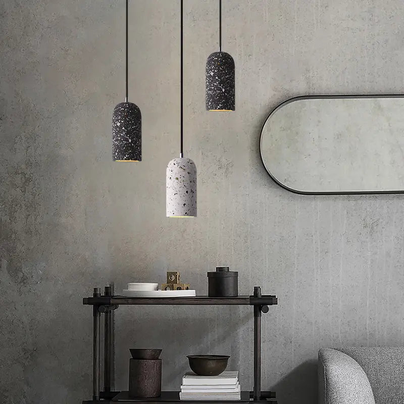 WHITE Concrete Marble Texture Pendant Light WHITE