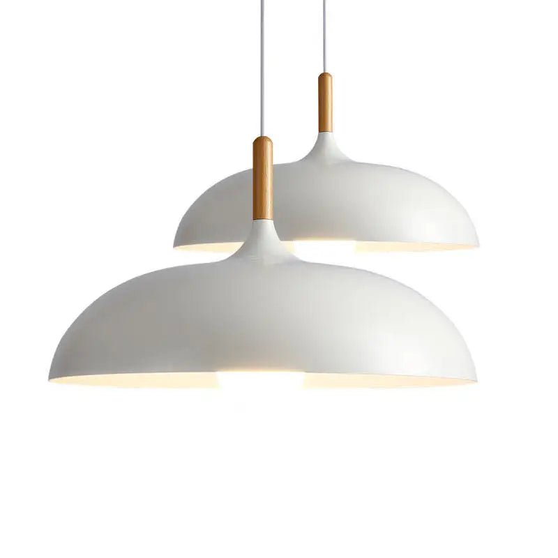 Modern Pendant Light Wooden Top E27 Ceiling lamp White