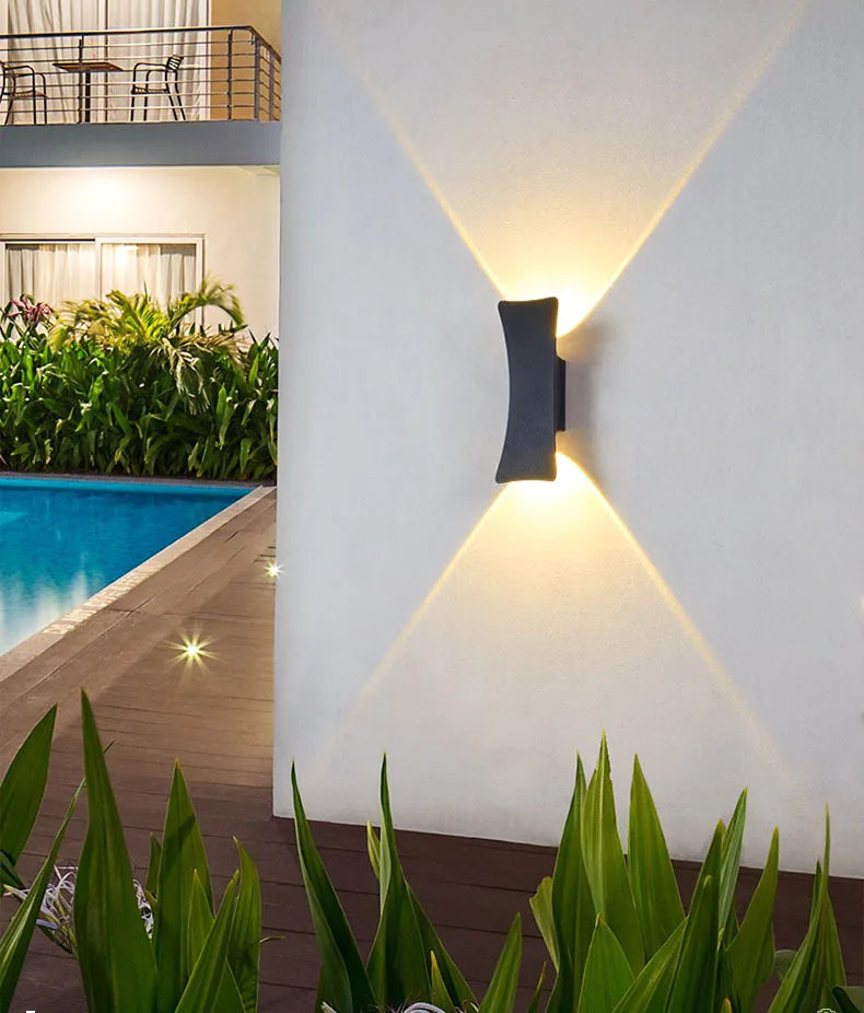 Sleek Line Decorative Up & Down Exterior Wall Light in Black IP65