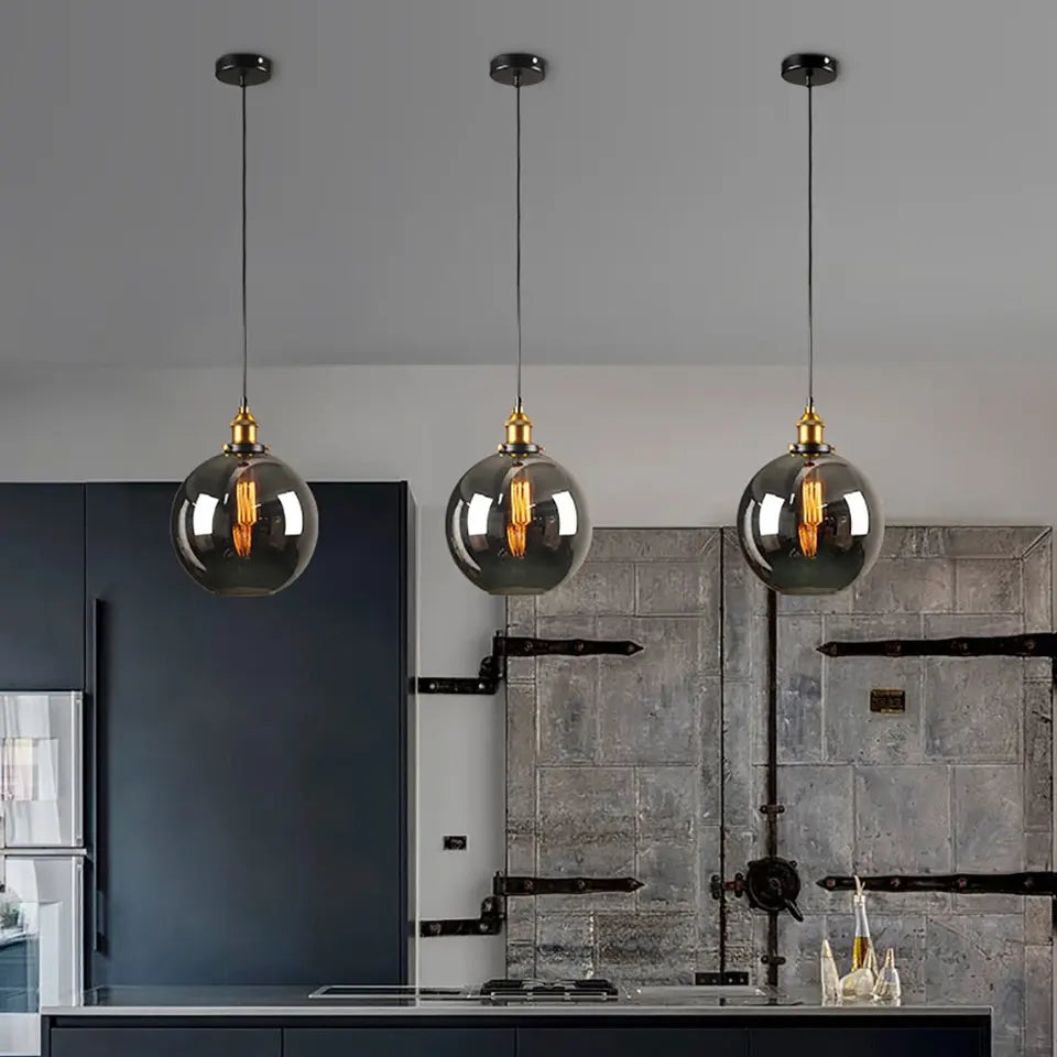 Smoky Grey Glass Pendant Lights