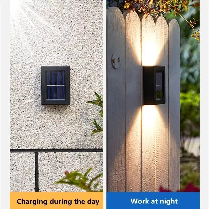 Pack of TWO Waterproof LED Outdoor Solar Wall Light with Daylight Sensor