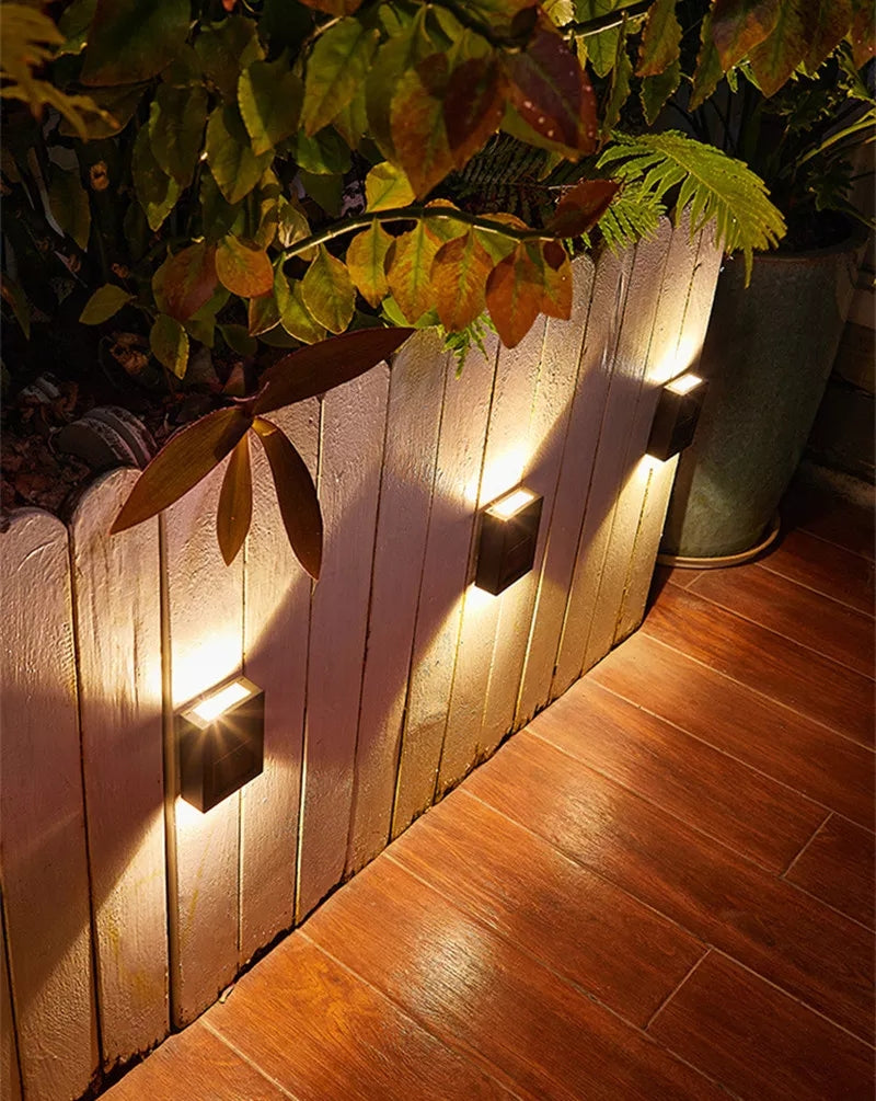 Pack of TWO Waterproof LED Outdoor Solar Wall Light with Daylight Sensor