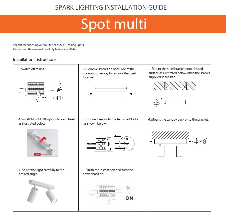 2 or 3 Heads Aluminium Adjustable Bar Spot Light Ceiling Mount with LED light