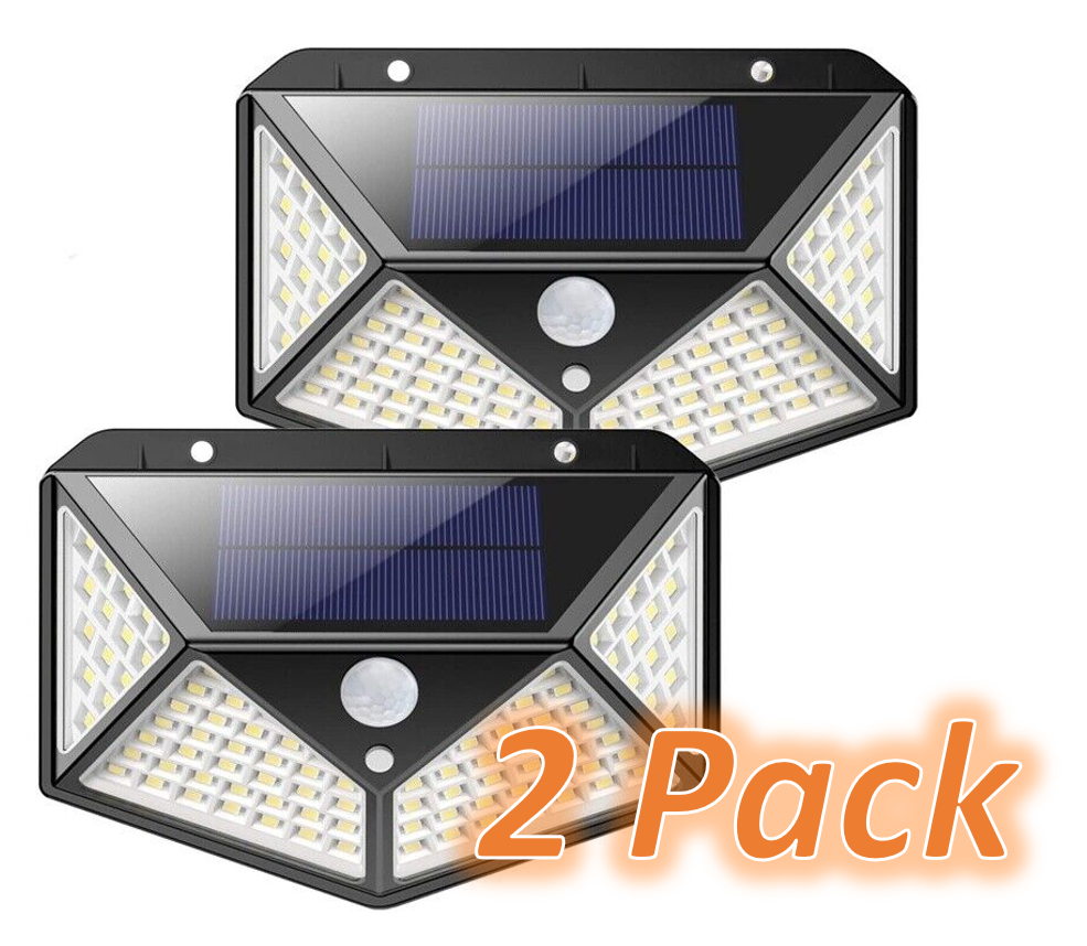 2Pack Waterproof LED Outdoor Solar Wall Light Motion Sensor Daylight Sensor