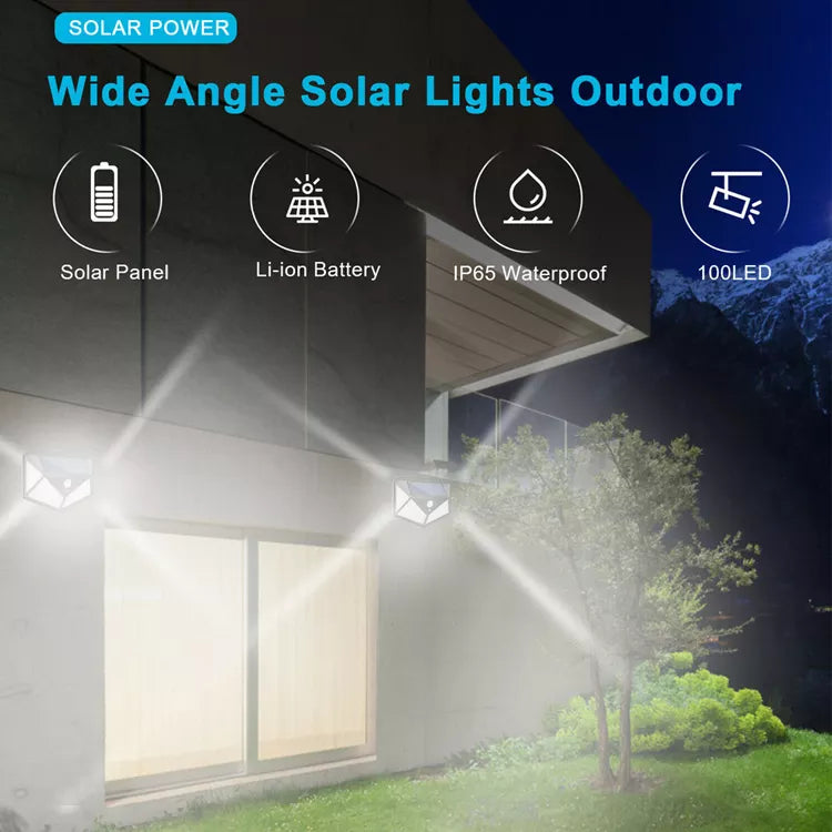 2Pack Waterproof LED Outdoor Solar Wall Light Motion Sensor Daylight Sensor